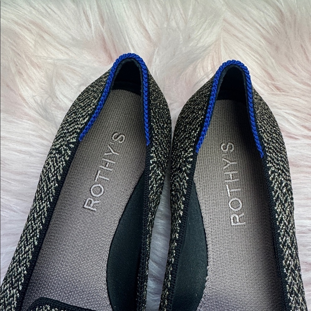 Rothy's Black and Gold  comfortable Women's Loafers - Picture 2 of 4